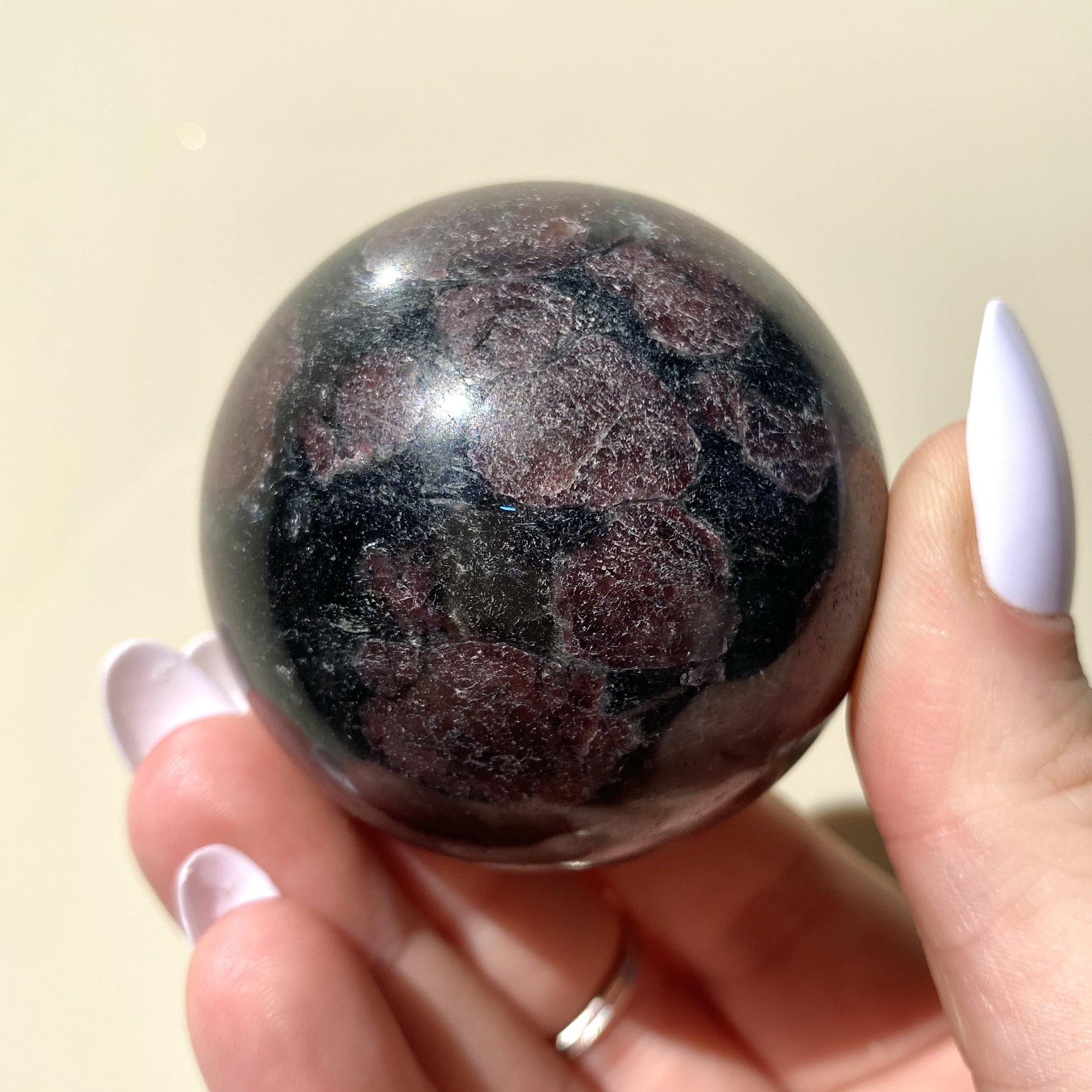 Eudialyte in Arfvedsonite Sphere - Ruby's Minerals